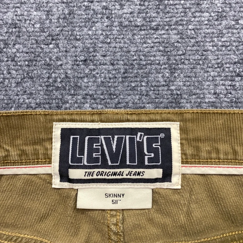 Levis 511 Skinny Corduroy Pants Mens Sz 33 Tan Khaki Y2K Preppy Grunge